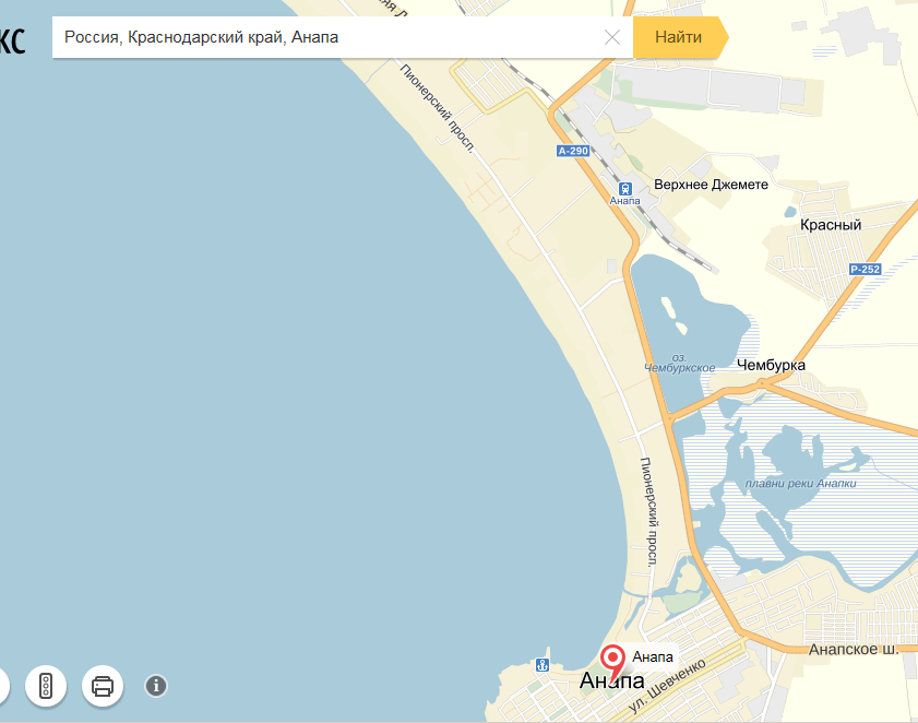 Карта пионерского проспекта в анапе