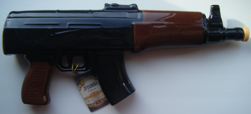 Bottle Ceramic AK 47C Luga Nova Vodka 1L Empty Kalashnikov