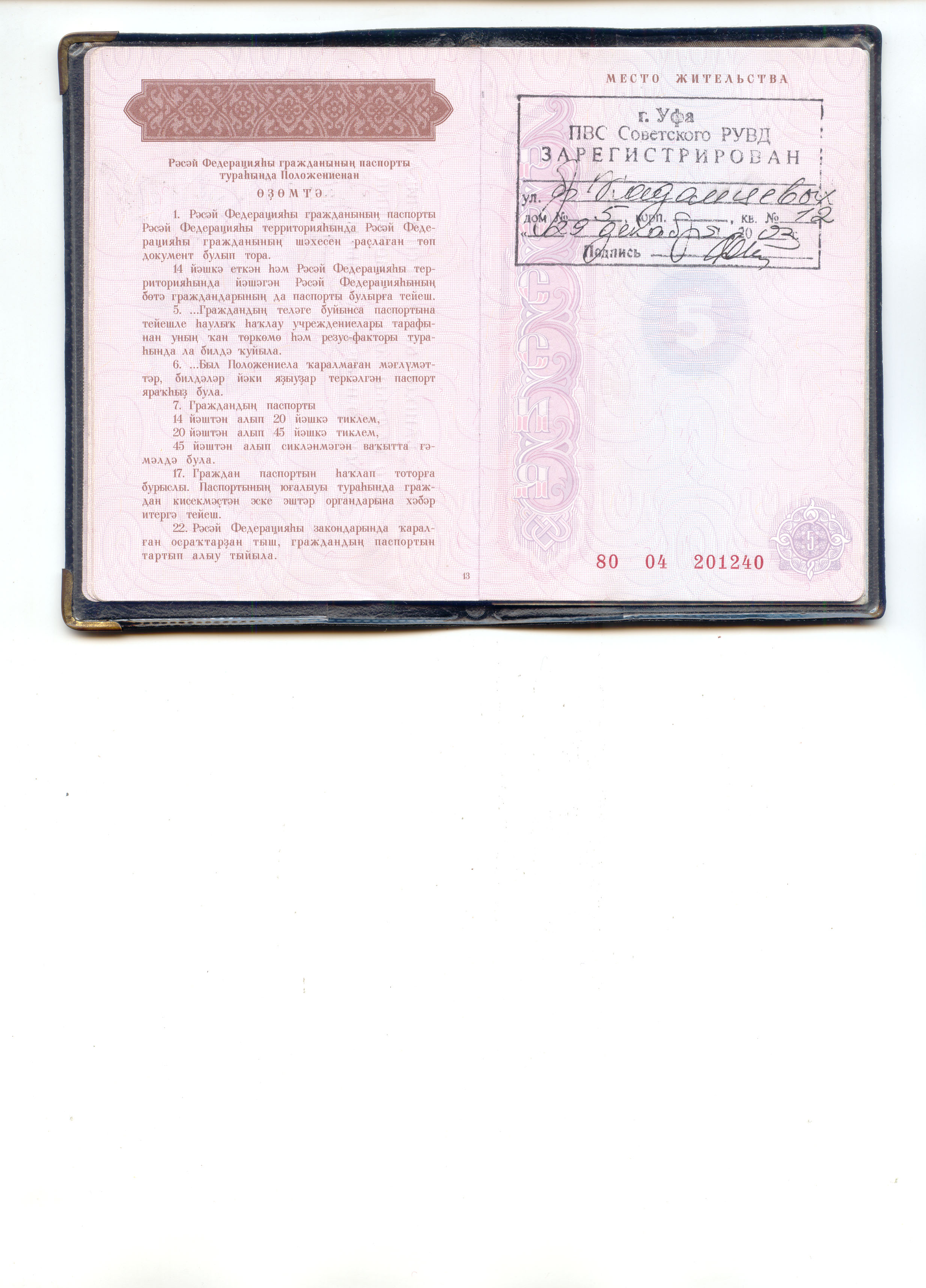 фотография первого разворота паспорта