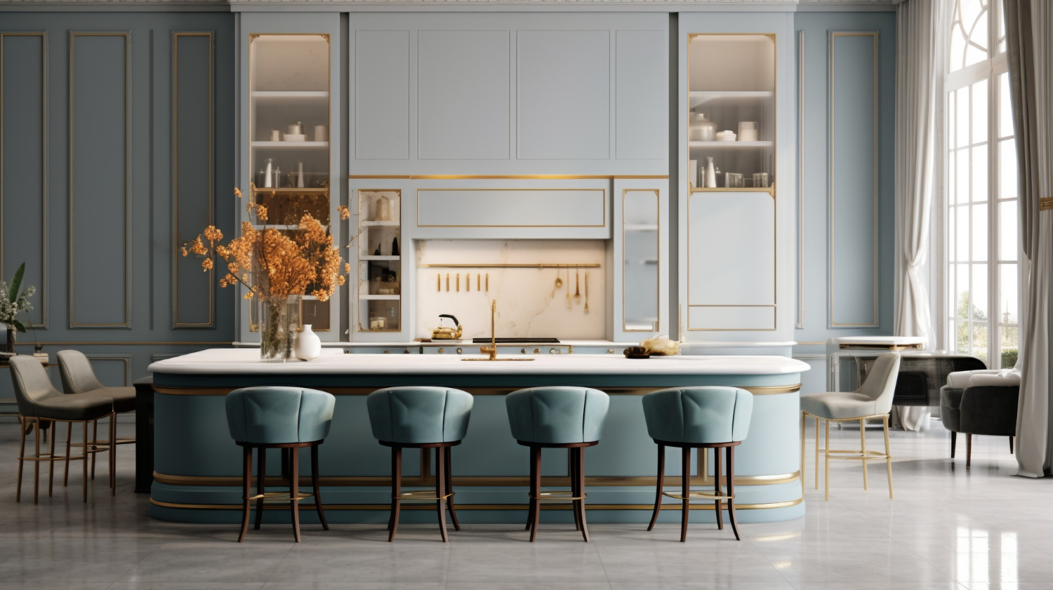 Интерьер кухни в стиле неоклассика