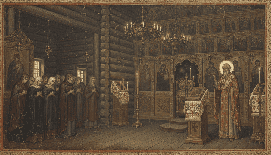 Богослужение в древнерусском храме до раскола 1666 года, чтение 50 псалма на утрени